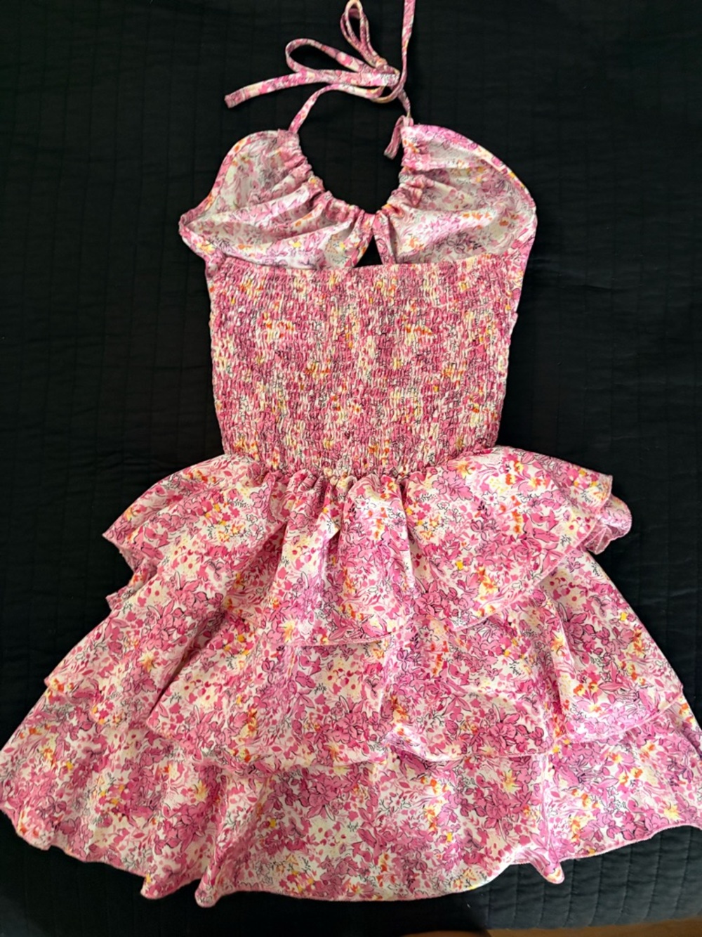 Pink Floral Ruffled Mini Dress - Picture 2 of 3